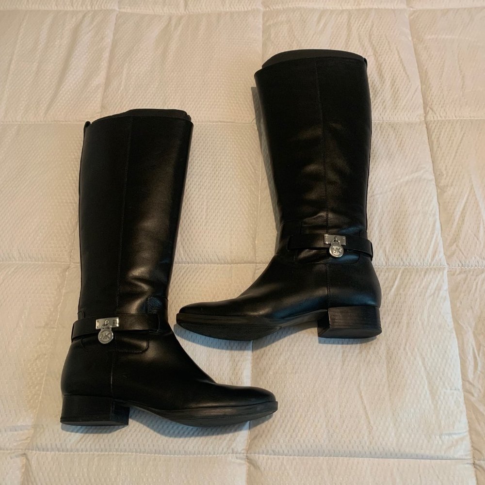 Michael Kors Black Knee High Leather Boots